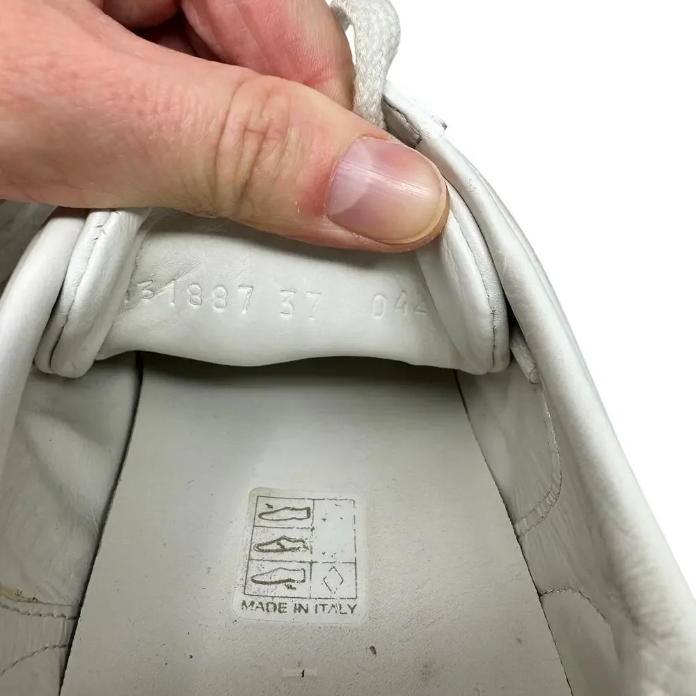 Gucci Ace Sneakers 37 White Leather Pearl Stud Web Stripe Spiked Heel - Picture 8 of 10